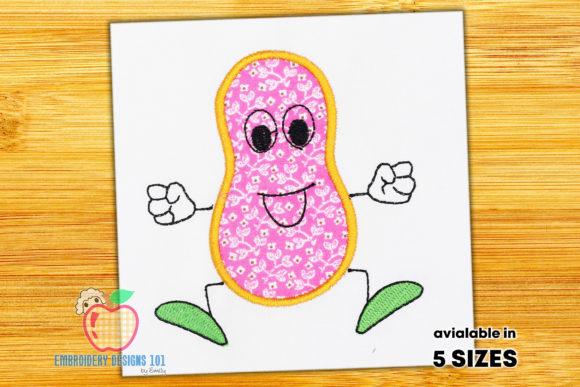 A Peanut Cartoon Applique for Seasonal Embroidery