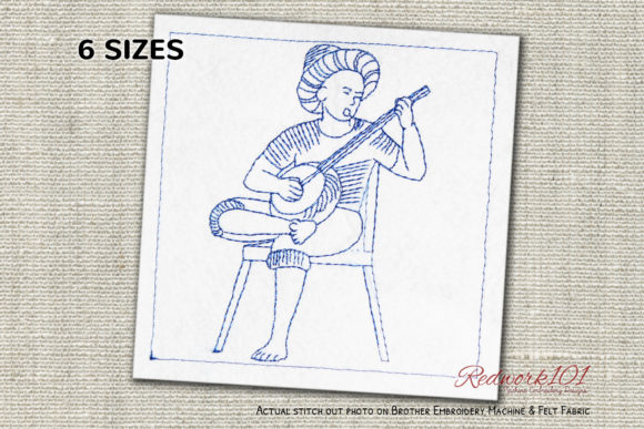 Banjo Player Redwork Design Review