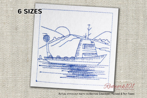 Fishing Boat Redwork Embroidery Design Review