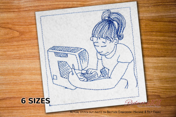 Girl Learning Sewing Redwork Review