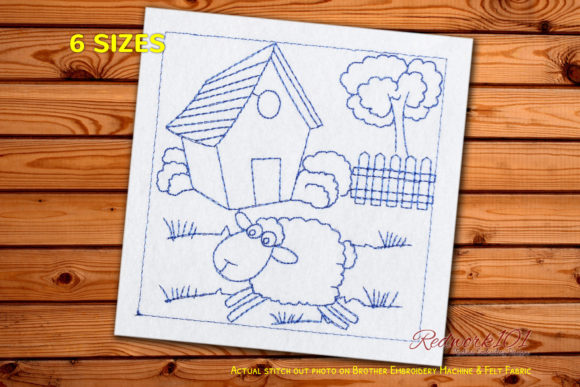 Sheep Jumping Redwork for Seasonal Embroidery