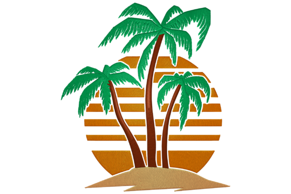 Sunset with Palm Tree Island Embroidery Review
